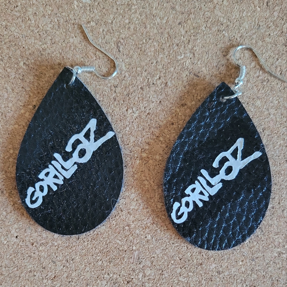 Gorillaz inspired faux leather earrings